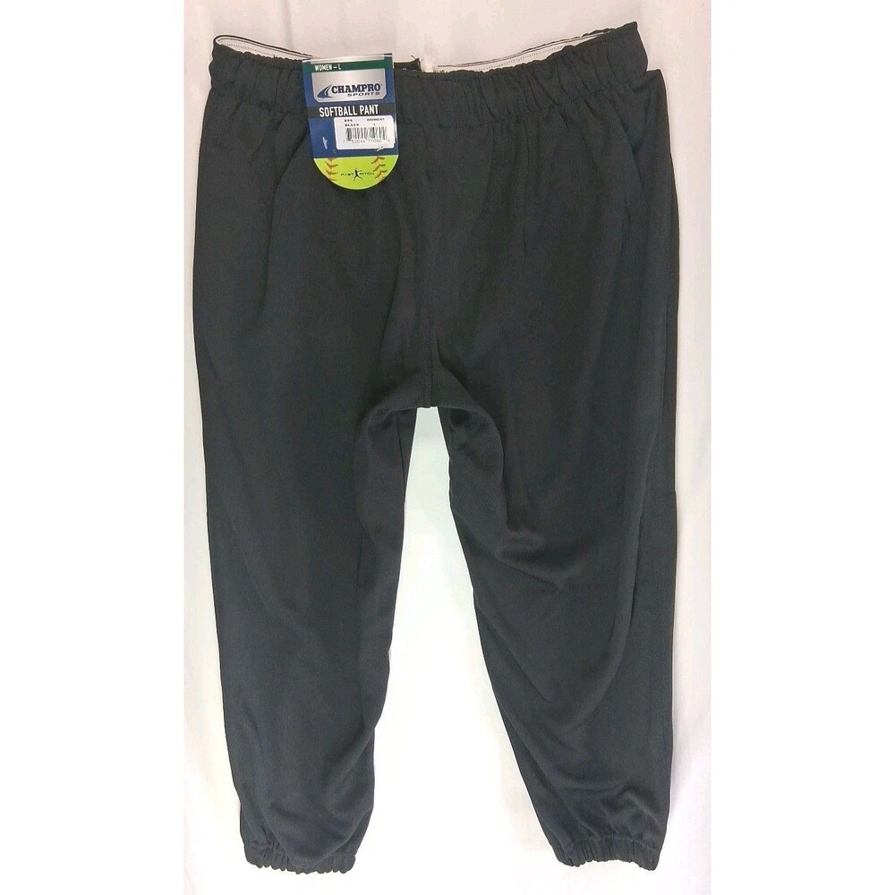 Champro Sports Women L Black Softball Pants Mid Calf Fast Pitch Elastic Baseball